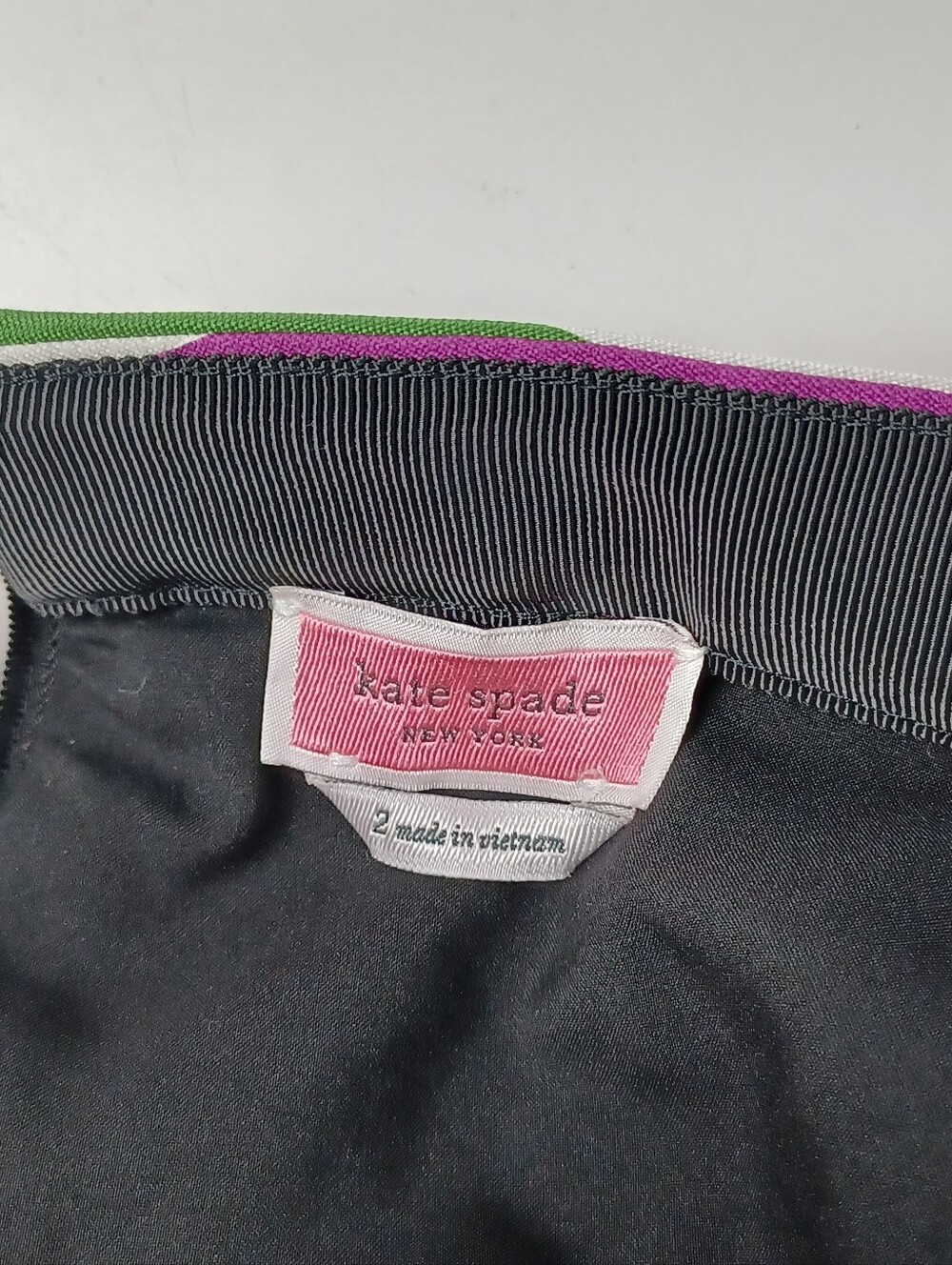 Kate Spade Metallic Festive Multi Stripe Skirt Size 2 Preppy High Waist Defect - Picture 4 of 16